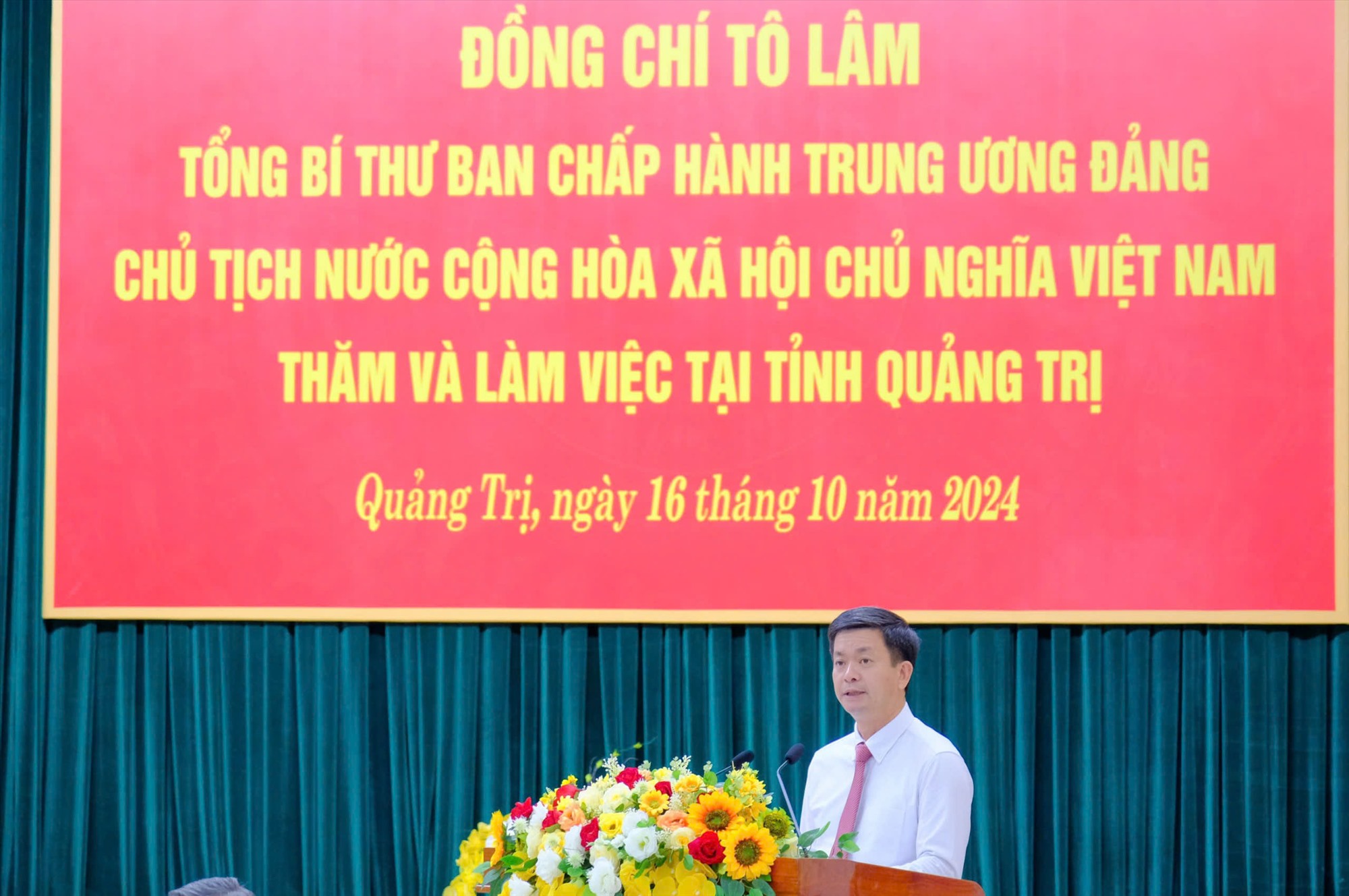 Bí thư Tỉnh ủy, Trưởng đoàn ĐBQH tỉnh Lê Quang Tùng tiếp thu ý kiến chỉ đạo của Tổng Bí thư, Chủ tịch nước Tô Lâm - Ảnh: Trần Tuyền