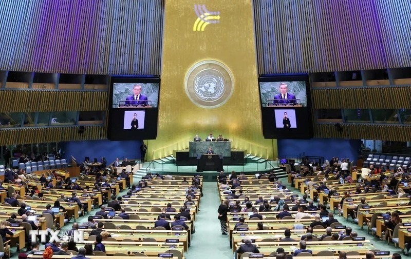Tổng Bí thư, Chủ tịch nước Tô Lâm phát biểu tại Hội nghị Thượng đỉnh Tương lai, Đại hội đồng Liên Hợp Quốc khóa 79. (Ảnh: Lâm Khánh/TTXVN)