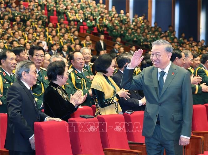 Tổng Bí thư Tô Lâm đến dự Lễ kỷ niệm 80 năm Ngày thành lập Quân đội nhân dân Việt Nam. Ảnh: Thống Nhất/TTXVN