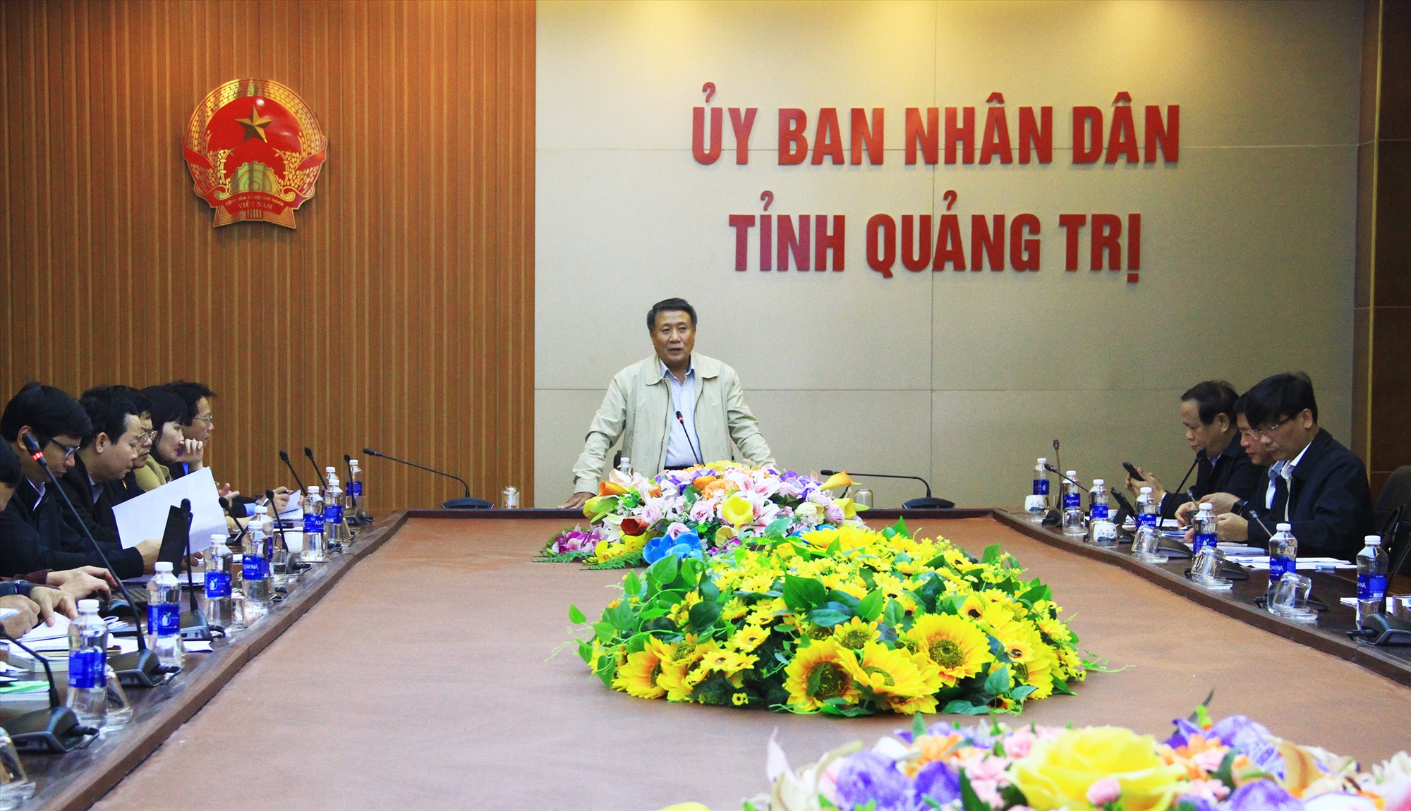 Quyền Chủ tịch UBND tỉnh Hà Sỹ Đồng phát biểu kết luận cuộc họp - Ảnh: Quang Hải