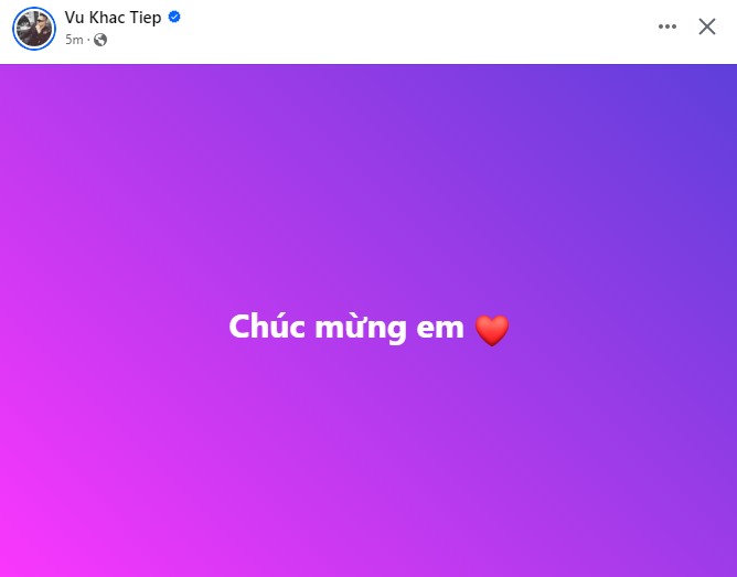 Vũ Khắc Tiệp đăng tải dòng trạng thái “chúc mừng em” sau khi Ngọc Trinh được trả tự do tại tòa