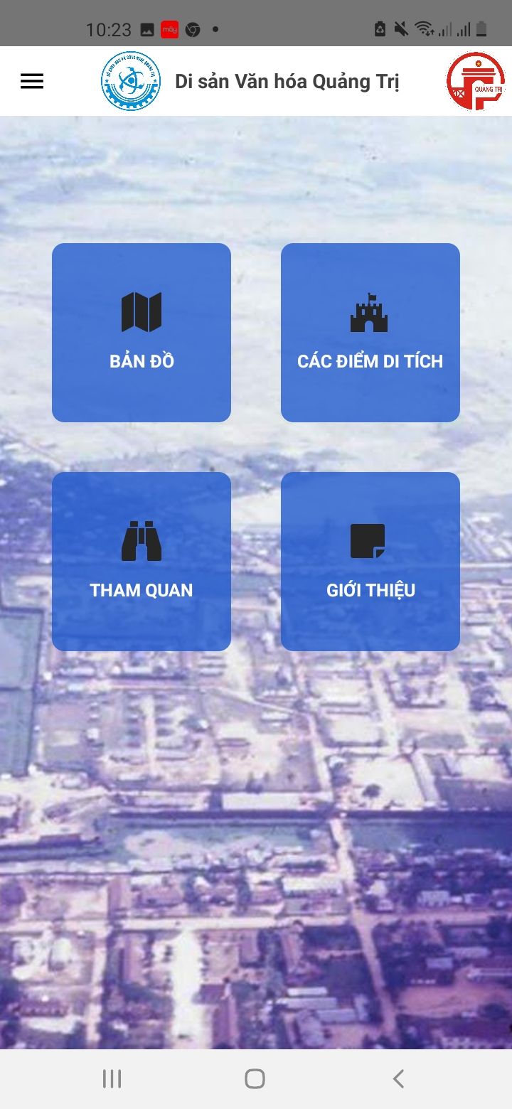 Giao diện app Di sản văn hóa Quảng Trị - Ảnh: T.N