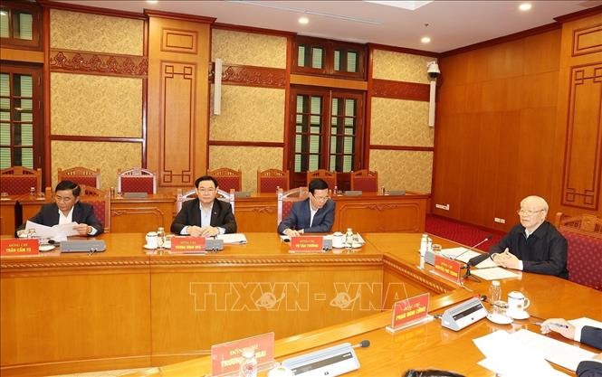 Tổng Bí thư Nguyễn Phú Trọng phát biểu kết luận phiên họp. Ảnh: Trí Dũng/TTXVN