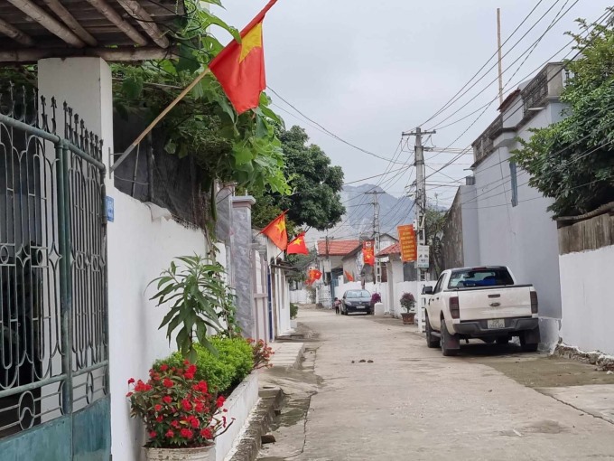 Treo cờ vào dịp lễ Tết tại một làng nông thôn mới huyện Yên Định, Tỉnh Thanh Hóa. Ảnh: XC