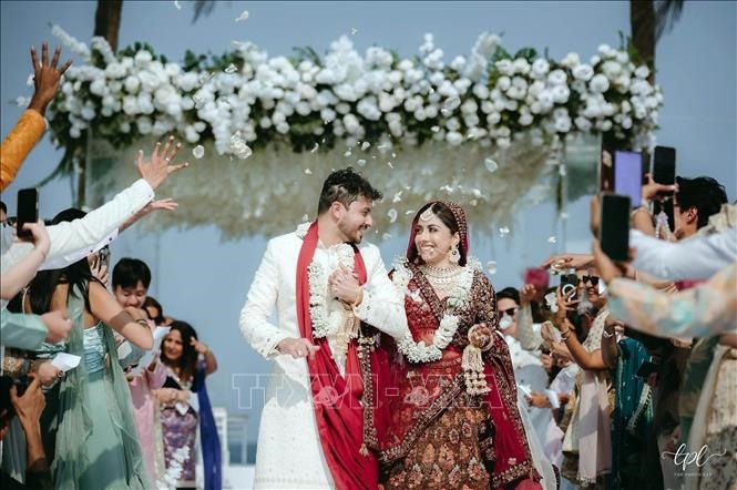 Đám cưới của cặp đôi Kulvin Kaur và Dilip Bhagwan tại Đà Nẵng. Ảnh: TTXVN phát