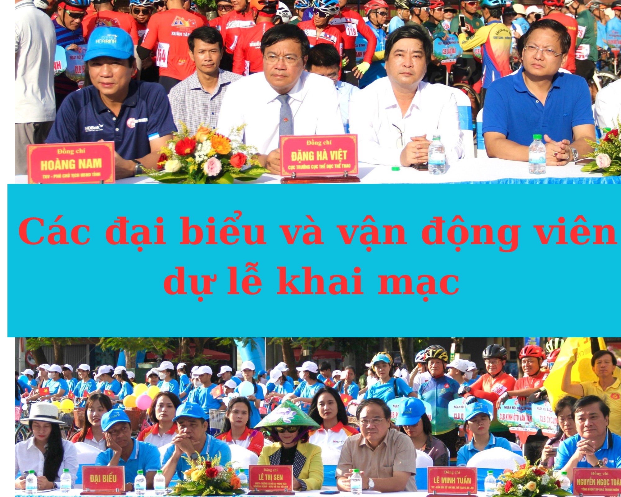 Giám đốc Sở Văn hóa, Thể thao và Du lịch tỉnh Quảng Trị, Trưởng Ban tổ chức Ngày hội đạp xe Vì Hòa bình Lê Minh Tuấn phát biểu khai mạc giải - Ảnh: MĐ