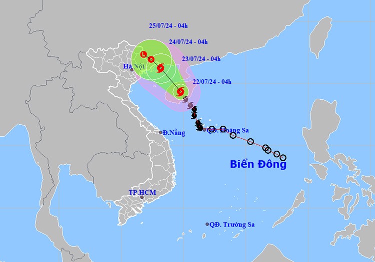 Vị trí và đường đi của bão số 2. Ảnh: NCHMF