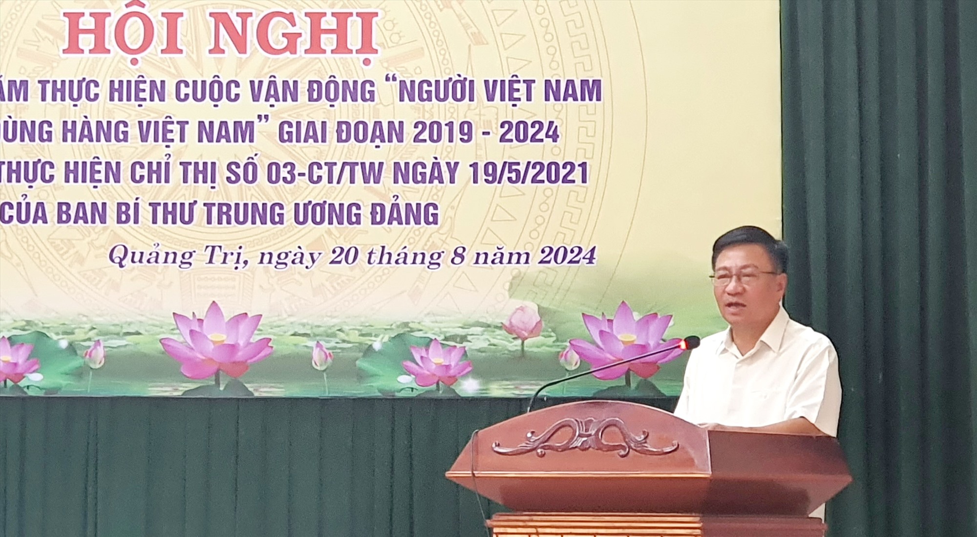 Chủ tịch Ủy ban MTTQ Việt Nam tỉnh Đào Mạnh Hùng phát biểu tại hội nghị - Ảnh: L.N