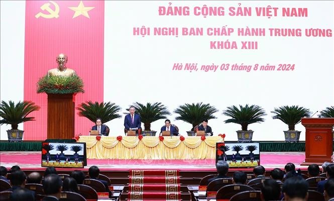 Quang cảnh phiên khai mạc Hội nghị Ban Chấp hành Trung ương khóa XIII. Ảnh: Dương Giang/TTXVN