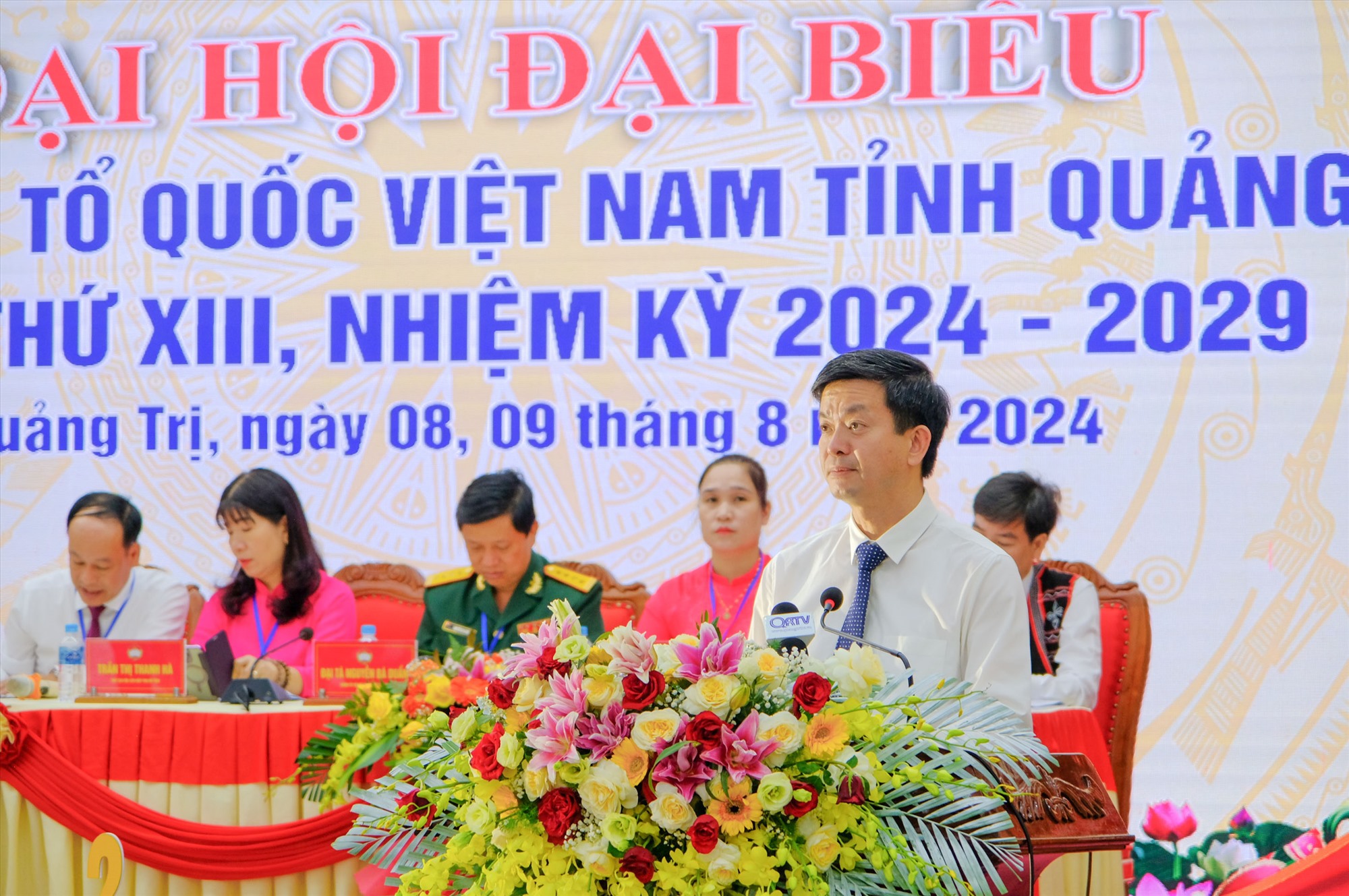 Bí thư Tỉnh ủy, Trưởng Đoàn ĐBQH tỉnh Quảng Trị Lê Quang Tùng phát biểu tại đại hội - Ảnh: Trần Tuyền