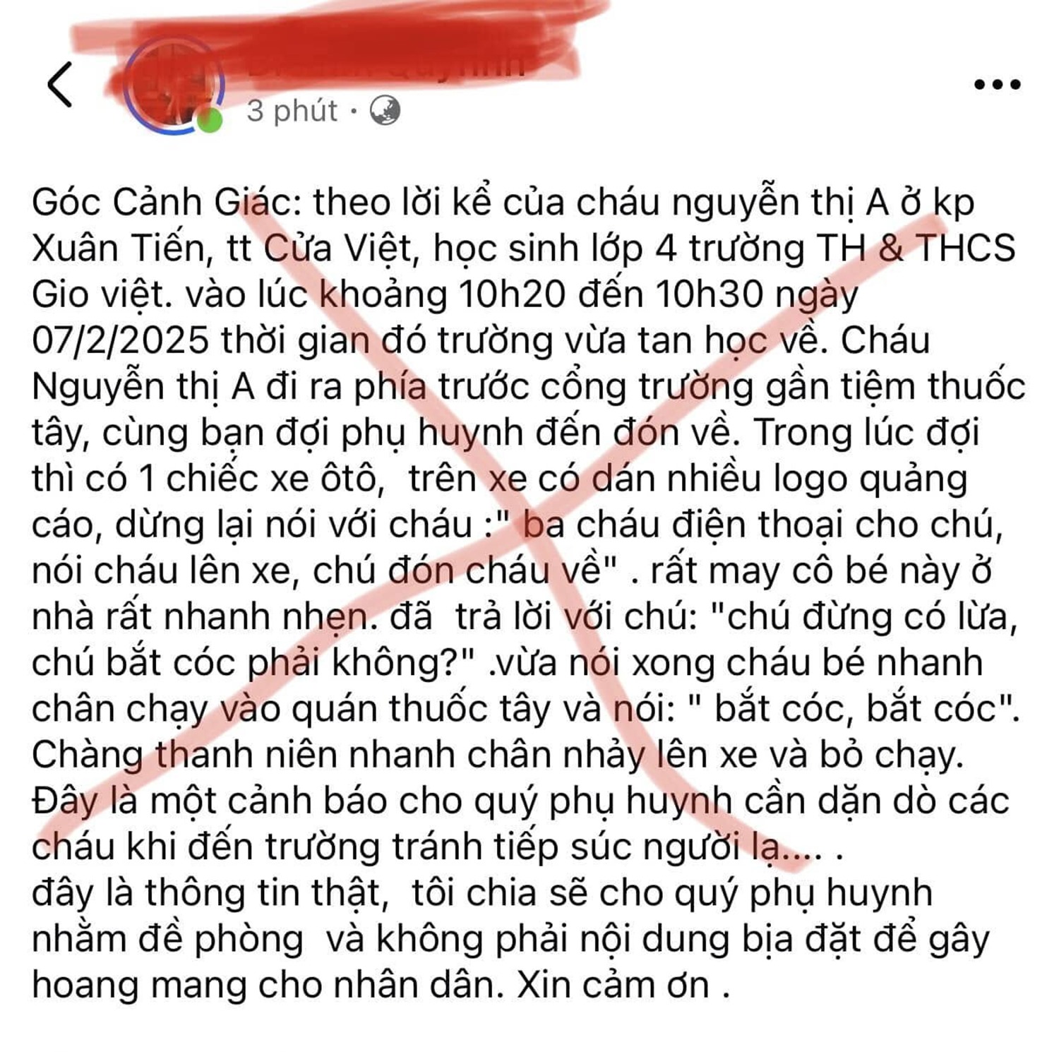 Một tài khoản mạng xã hội chia sẻ thông tin sai sự thật - Ảnh: Q.H