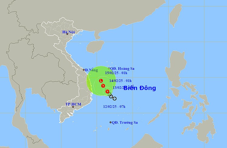 Vị tri tâm áp thấp nhiệt đới. Ảnh: KTTV